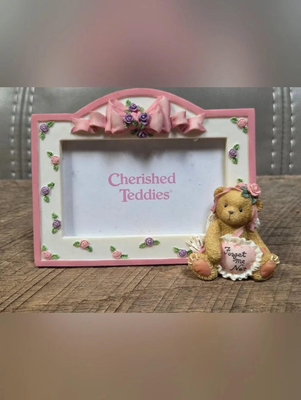 Cherished Teddies Forget Me Not Resin Picture Frame Vintage 2001 Enesco 1N